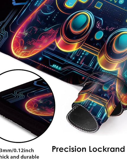 Galdas Gaming Mouse Pad XXL XL Large Long Extended Big Mousepad Non-Slip Rubber Keyboard Mouse Pad with Stitched Edges for Laptop Home Office (31.5x11.8x0.08 Inch) … (Handle)