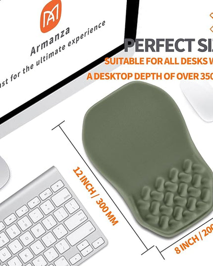 Ergonomic Slope Mouse Pad Wrist Support, Wrist Rest Mousepad for Carpal Tunnel Pain Relief with Massage Bulge and Slow Rebound Memory Foam (12x8 inch, Olive Green)