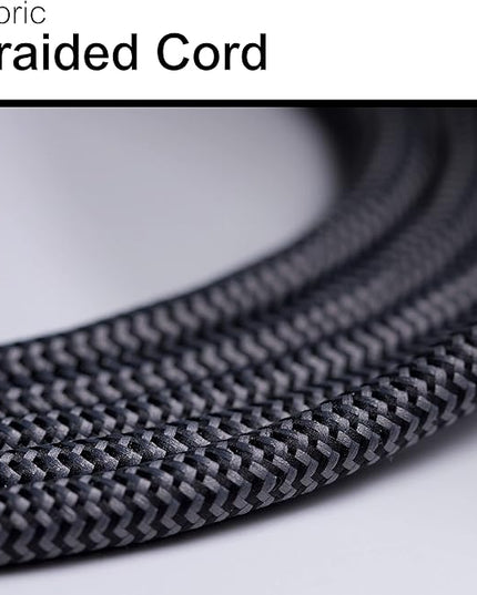 GE UltraPro 6 Outlet Surge Protector, 6 Ft Designer Braided Extension Cord, Flat Plug, Long Power Cord, Wall Mount, Black, 45271