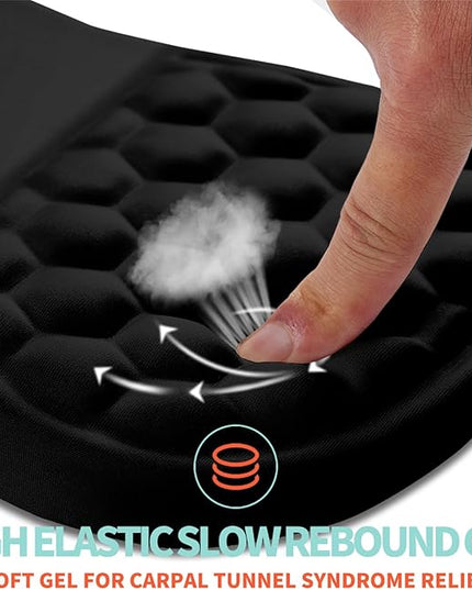 Ergonomic Mouse Pad Wrist Support with Memory Foam Massage Bulge, Carpal Tunnel Pain Relief Mousepad Wrist Rest for Mouse(12x8 inch, I Am Fine)