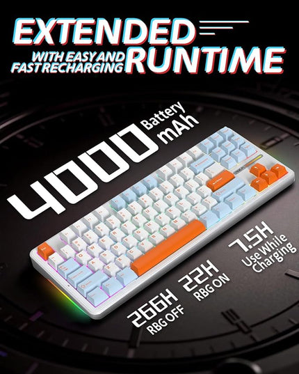 Aula F87 Pro Gaming Keyboard, Tri-Mode BT5.0/2.4GHz/USB-C Hot-Swappable RGB Wireless Mechanical Keyboard, Gasket Mount, 4000mAh, for Windows/Mac Gamer & Typists（LEOBOG Nimbus Switch V4）