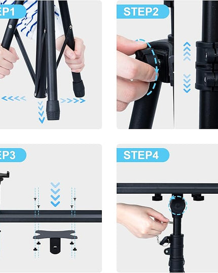 Projector Stand Tripod Adjustable, Laptop Height from 23.5 to 63.5 inches with Gooseneck Phone Holder, Floor for Office, Home, Stage, Studio, DJ Racks Holder Mount, 23.5inch-63.5inch