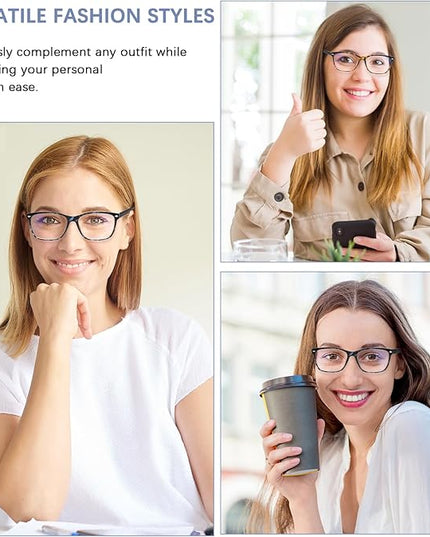 CLASAGA Progressive Multifocus Reading Glasses for Women, Pattern Print Blue Light Block Stylish Ladies Computer Readers