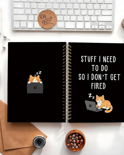 LIANGW Cat Notebook Journal, Stuff I Need To Do So I Don't Get Fired Notebooks, Funny Notebooks for Work, New Job Gift, Goodbye Gift for Coworker Leaving, Funny Gag Gift for Coworkers 5.5x8.3 Inch
