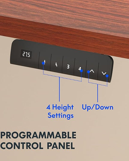 FLEXISPOT E3 Dual Motor Electric Standing Desk 55 x 28 Sit Stand Up Desk, Holds 220 lbs, Adjustable Height w/Memory Presets, One-Piece Mahogany Desktop & Black Frame, Ships in 2 Boxes