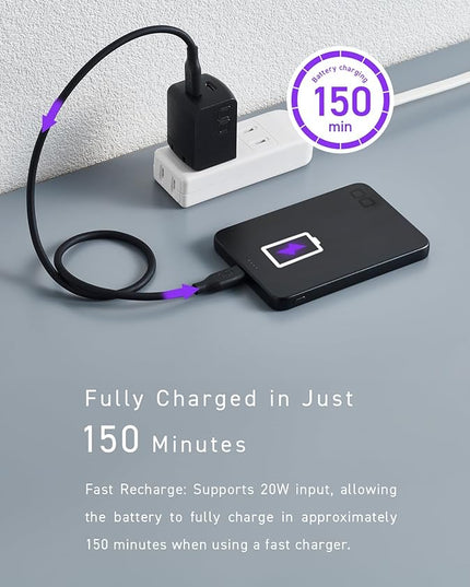 CIO Qi2 Magsafe Charger, 5000mAh Ultra-Slim Magnetic Wireless Charger iPhone, Magsafe Battery Pack, 15W Wireless + 20W USB-C PD iPhone Magnetic Fast SMARTCOBY Slim 5K (Black, Safety Model)