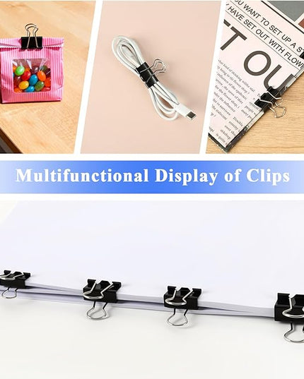 SANNIX 500Pcs Paper Clips and Binder Clips Assorted Sizes, Silver Paper Clips Black Binder Clips with Large Medium Small Size in Container for Office Home School Supplies Document Organizing
