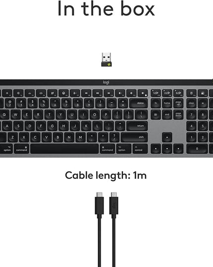 Logitech MX Keys S for Mac, Wireless Keyboard, Fluid, Precise Laptop-Like Typing, Programmable Keys, Backlit, Bluetooth USB C Rechargeable for MacBook Pro, MacBook Air, iMac, iPad - Space Grey