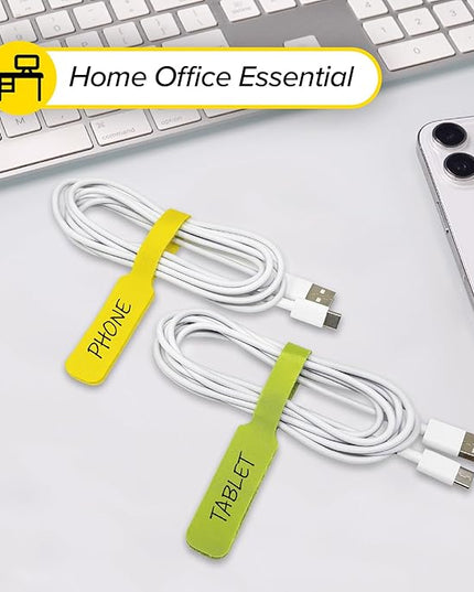 Cable Labels - Wrap-It Storage - Large, Multi-Color (30-Pack) - Colorful Labels for Basement and Office Organizing