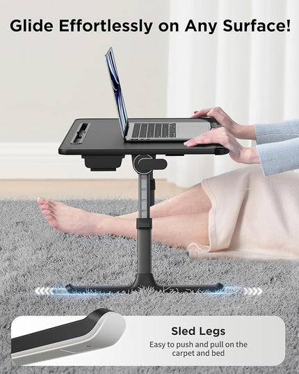 SAIJI Laptop Desk for Bed [Premium XXL Extra Large] with Upgraded Height Angle Adjustable Book Stand,Multi-Purpose Lapdesk Bed Tray Desk for Working Writing Reading Drawing (Black)