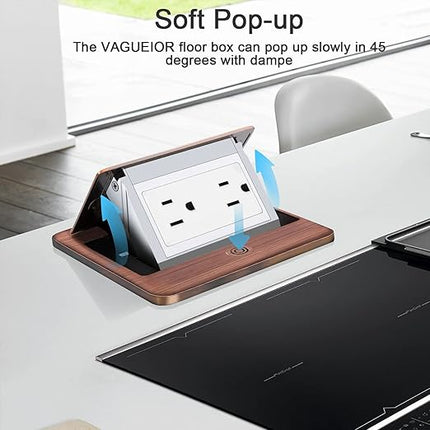 Vagueior Recessed Floor Electrical Outlet Kit,Waterproof Electrical Outlet Covcer Box,Hidden 20A Tamper-Resistant Receptacle Outlet with Slow Elastic Damping ，ETL Certified,Bronze