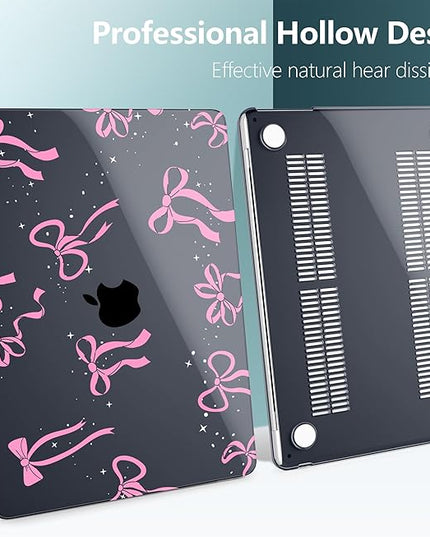 DONGKE for M4 MacBook Air 13.6 Inch Case 2025 2024 2023 2022 Model A3240 A3113 A2681 M3 M2 Chip, Plastic Hard Shell Case Cover with Touch ID for MacBook Air 13 Inch M4 - Bows & Stars