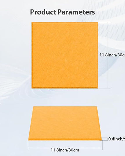 12 Pack Acoustic Panels Self Adhesive Sound Proof Foam, High Density Sound Acoustic Panel, 12X12X0.4 Inch Square Panels in Home, Office, Reccording Room, Studio,and more(Orange)