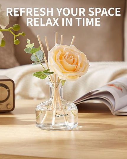 Reed Diffusers Set, 7.10 oz Vanilla Scented Diffuser with 7 Sticks, Long Lasting Home Fragrance for 120 Days, Perfect for Bathroom, Shelf Decor, Air Fresheners