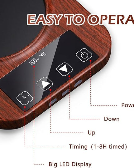 Coffee Mug Warmer and Mug Set with Automatic Timer Coffee Mug Warmer and 16 oz. Mug for Hot Coffee, Milk Tea, Water, Cocoa, etc. for Corporate/Home Office use.R1 Woodgrain Finish.