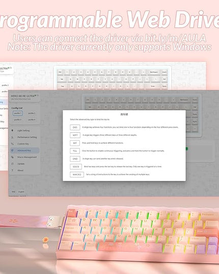 AULA Hero 68 HE Ultra - Wired Gaming Keyboard with Hall Effect Magnetic Switch, CNC Aluminum Frame, 8KHz Polling Rate, RGB Box & Backlight, Adjustable Actuation, 65% Compact Small Gamer Keyboards