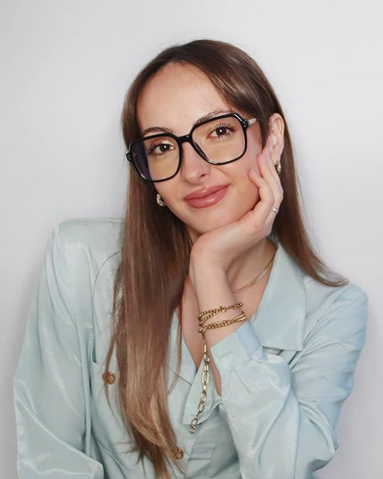VISOONE Oversized Blue Light Blocking Glasses with Chic Square TR90 Frame and Metal Temple for Women Men REMY