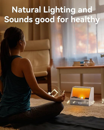 Sunrise Alarm Clock with Sound Machine for Bedrooms Heavy Sleepers,Smart Wake Up Light Sunrise Alarm Clock White Noise Machine for Adults Kids(White)