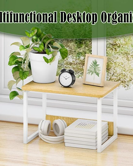 MARTY Printer Stand with Storage for Desk, Desktop Printer Stand Shelf Organzier for Home/Office Heavy Duty Printer Riser Under Desk Small Printer Table for Fax Machine Copier Scanner(Maple)
