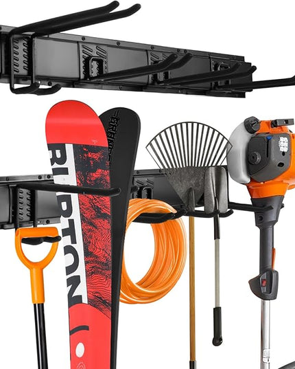 32‘’/48‘’ Garage Storage, Garage Organization, Garden Tool Organizer Wall Mount, 420lbs Adjustable Heavy Duty Metal Hanging Hooks, Yard Rack Hanger System Shovel Rake Broom Ladder Holder, Men Gift