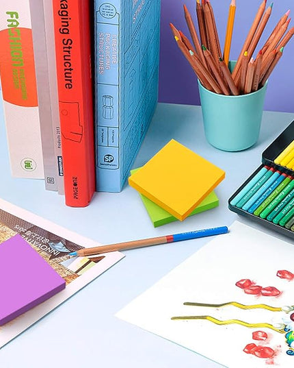 Sticky Notes 3x3 Self-Stick Notes Pads with 6 Bright Colors, Easy to Post for Office, School, Home, 6 Pads/Pack, 100 Sheets/Pad(Standard)