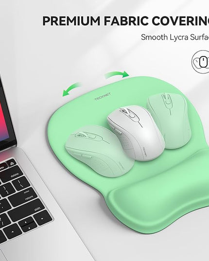 TECKNET Gel Mouse Pad with Wrist Rest, Ergonomic Office Mousepad with Wrist Support - Non-Slip & Smooth Surface Comfortable Desk Accessories Mat for Office, Gaming and Study - Green