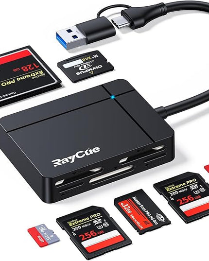 RayCue USB C USB3.0 Multi SD Card Reader, 7 in1 Memory Card Reader for SD/TF/CF/XD/MS, Drive Free for iPhone 15 pro/max, MacBook Pro/Air 2023, iPad Pro, iMac, S23, XPS 17, Surface Book 3 and More