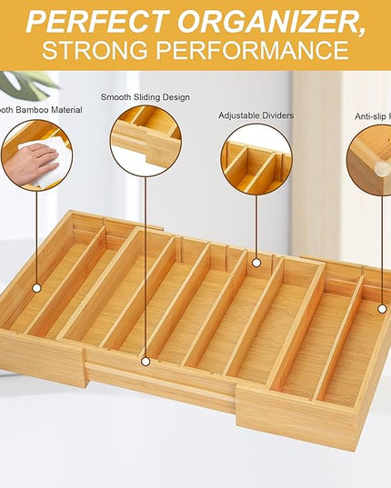 MinBoo Bamboo K Cup Holder for Drawer or Countertop Coffee Pod Holder Expandable K Cup Pod Storage Tea bag organizer K Cup Storage for Coffee Station Home Office and Kitchen