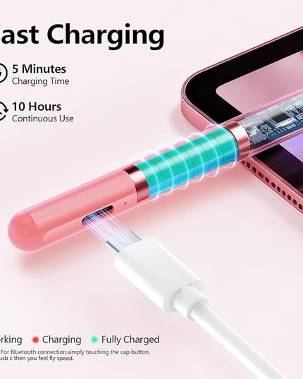 Stylus Pen for iPad 6th-11th Generation-2X Fast Charge Active Pencil Compatible with 2018-2025 Apple iPad Pro 11"/12.9"/M4, iPad Air 3/4/5/M2/M3,iPad mini 5/6 Gen-Pink