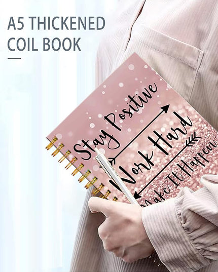 iampanda Spiral Journal Notebook,Strong TwinWire Binding with Premium Paper for Girl Women,Rose Gold and Silver Glitter Design 60 Sheets A5 College Ruled NotebookJournal,Perfect for School Office
