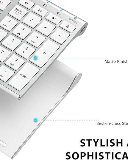 iClever BK10 Bluetooth Keyboard, Universal Bluetooth 5.1 Wireless Keyboard with Number Pad, Ergonomic Design, Multi-Device Compatibility, Stable Connection for Mac, iPad, iPhone, Android, Windows