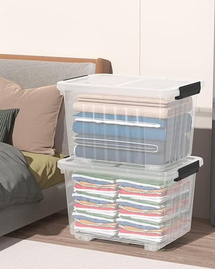 30 Quart Clear Storage Latch Bin with Lids, Clear Storage Totes with Lid, 4-Pack