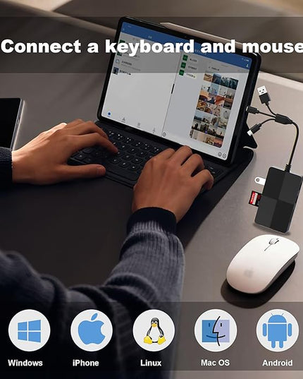 8-in-1 Memory Card Reader with 3 USB Ports, Lightning/USB-C/USB-A Adapter for iPhone/Android/PC/Mac, Supports SD/TF/MS/CF/XD Card & OTG for Photo/Video Transfer