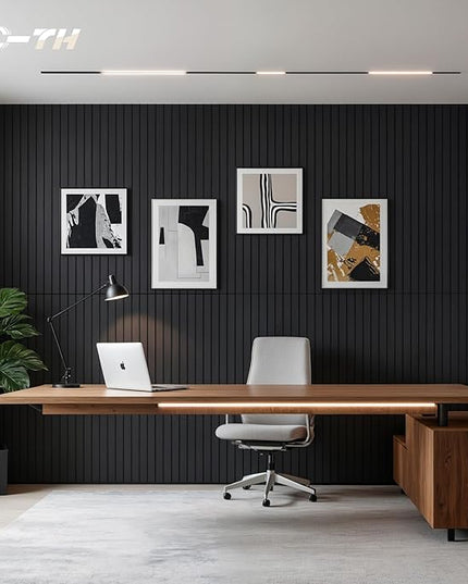 TO-TH Wood-Look Acoustic Wall Panels, 10 Pack 47.2” x 23.6” Acoustic Panels, Decorative Sound Absorbers Sound Dampening Panels for Home, Office, Basement, Smoky