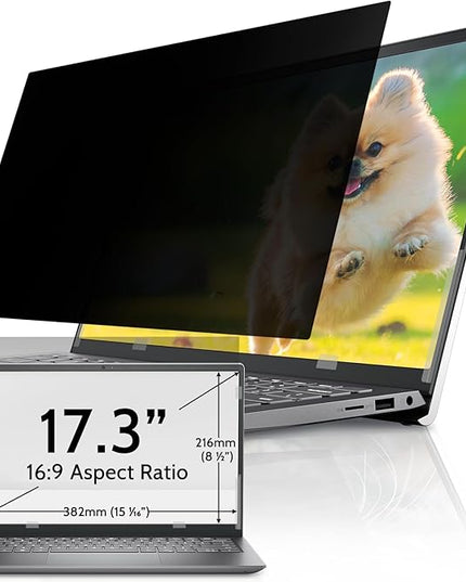 IPROKKO Laptop Privacy Screen 17.3 Inch for HP Dell Acer Asus Lenovo Thinkpad Envy Xps, 16:9 Aspect Removable 17.3in Anti Blue Light Glare Privacy Filter, Anti Spy Computer Monitor Security Protector