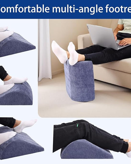 Foot Rest for Under Desk at Work, Ergonomic Under Desk Footrest with Washable Cover for Office, Home & Gaming Leg Elevation Pillow Blue