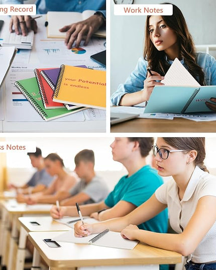 Fuutreo 12 Pcs Spiral Notebook for Work A5 8.3 x 5.7 Inch College Ruled Spiral Journal Notebook Kraft Cover Ruled Paper, 12 Color, 60 Sheets, 120 Pages for Office School (Innovative)