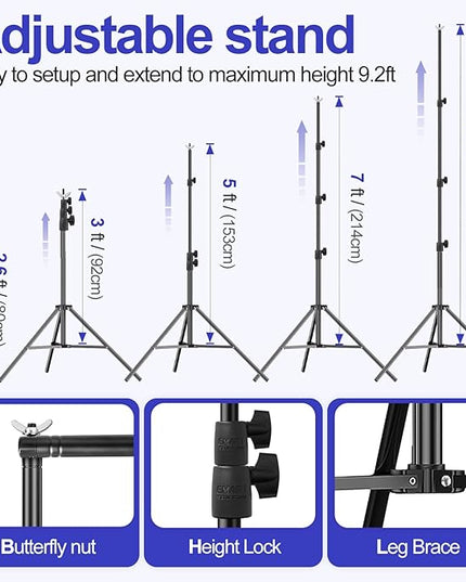 EMART 10x9.2FT Backdrop Stand, Photo Video Studio Adjustable&Lockable Heavy Duty Background Support System Kit with 6 Backdrop Clamps, 2 Sandbag and Carry Bag for Photography, Parties, Wedding, Video