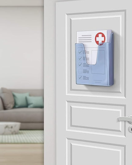 Acrimet Pocket File Holder Vertical Design Brochure Display (for Wall Mount or Countertop Use) (Removable Supports Included) (Letter Size) (Clear Blue Color)
