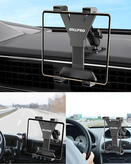 OHLPRO Heavy Duty Drill Base Tablet Holder Car Mount, iPad Mount for Truck Compatible with 7"-13" Tablets, Adjustable Angle, Sturdy Design, Ideal for Cars,Wall, Commercial Vehicles - Includes Screws