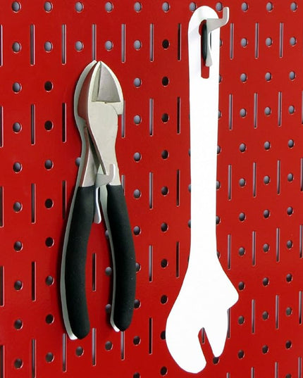 Wall Control 4 ft Metal Pegboard Standard Tool Storage Kit with Red Toolboard and White Accessories