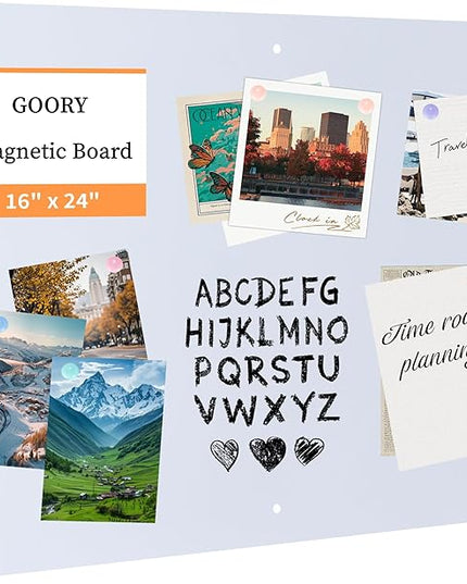 GOORY Magnetic Wall Board - 16" x 24" - Memo & Vision Bulletin Board for Home, Office and Classroom - Pre-drilled Mounting Screws Large Frameless Magnet White Wall Board