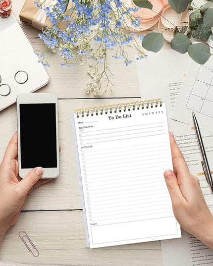 (20-Pack) To Do List Notepad - A5 Undated Daily Planner, 1000 Sheets/2000 Pages To Do List Notebook for Work, Spiral Waterproof Notepad for Office Supplies, School Planner, 5.8" x 8.3"