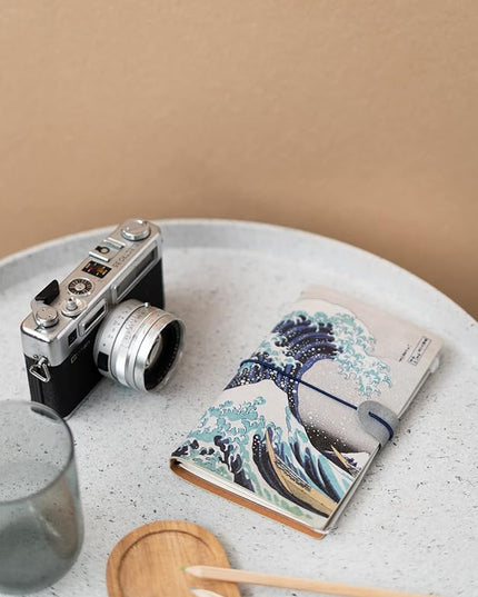 Kokonote Travelers Notebook Japanese Hokusai| Travel Pocket Notebook | Travel Journal For Women | Gifts For Travelers | Cute Small Notebook | 7.3 x 4 Inches | 80 Sheets PU Leather Journal