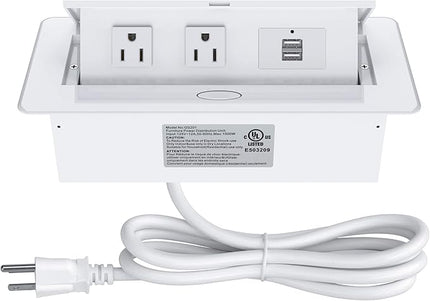 Pop up Power Strip,Recessed Electrical Outlet Power Hub Connectivity Box, Desktop Socket with 2 Outlets & 2 USB Charging Ports for Table Conference Room Countertop, UL Listed