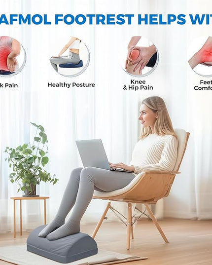 Foot Rest for Under Desk at Work with 3 Adjustable Heights Foam Under Desk Footrest with Washable Cover,Foot Stools for Office,Home and Car,Grey