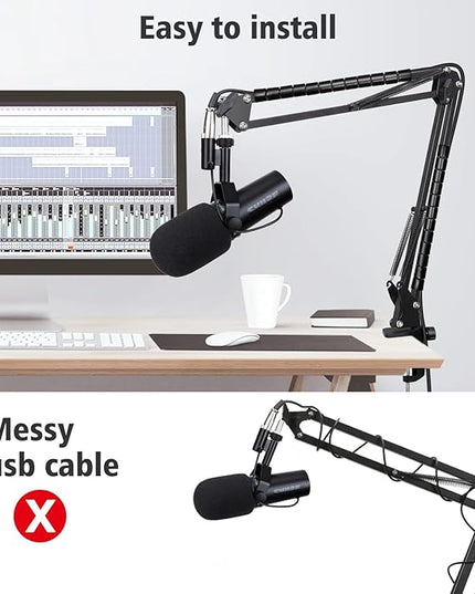 SUNMON Shure SM7dB Boom Arm Mic Stand - Mic Boom Arm with Foam Mic Cover Compatible with Shure SM7dB, Adjustable Microphone Arm with Cable Sleeve By SUNMON