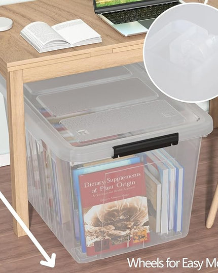 70 Quart Plastic Storage Bins with Wheels, Clear Large Plastic Boxes with Lids, 4 Packs
