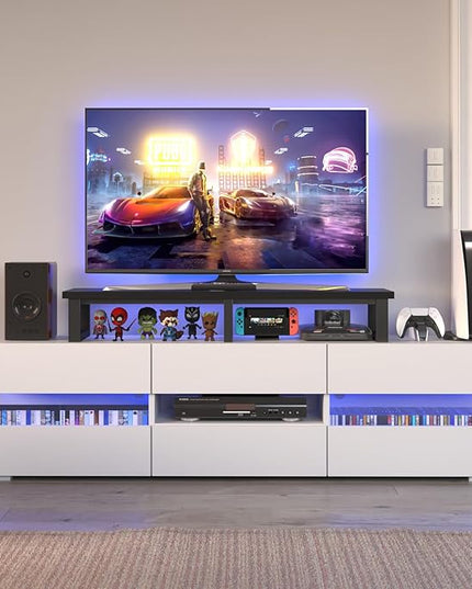 YAOHUOO 45" Large TV Riser for 32-60 inch TV, TV Riser Stand Shelf with Steel Legs, Tabletop TV Stand Riser for Home Office,Black
