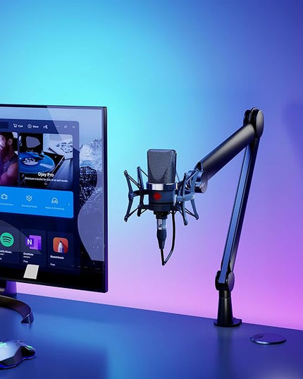 Mount-It! Mic Arm, Microphone Boom Arm, Adjustable Full Motion Mic Desk Mount, for Streaming, Gaming, Podcast, Recording, 3/8" and 5/8" Compatible, Height up to 33.3", Black